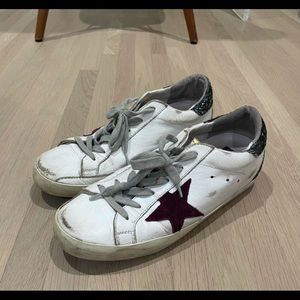 GGDB green, burgundy, gold sneakers